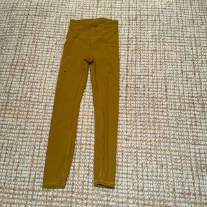 Green brown lululemon leggings with pockets size 2, 28 inch